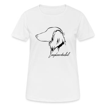 LANGHAARDACKEL Profil Hunde Hund Wilsigns - Frauen T-Shirt atmungsaktiv - Weiß - Vorne - AI Model Female 172 dark (172cm)