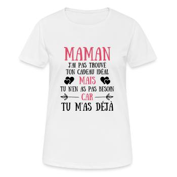 maman mère fils humour idée cadeau fête des mères - T-shirt respirant Femme - blanc - Devant - AI Model Female 172 dark (172cm)