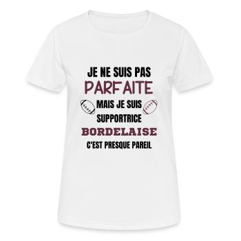 Supportrice Bordelaise Rugby - T-shirt respirant Femme - blanc - Devant - AI Model Female 172 dark (172cm)