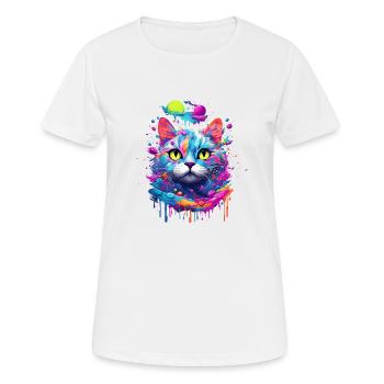 Pop-Art Katze - Frauen T-Shirt atmungsaktiv - Weiß - Vorne - AI Model Female 172 dark (172cm)