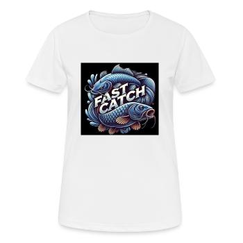 Fast Catch - Frauen T-Shirt atmungsaktiv - Weiß - Vorne - AI Model Female 172 dark (172cm)