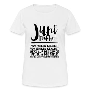 Juni Mädchen - Frauen T-Shirt atmungsaktiv - Weiß - Vorne - AI Model Female 172 dark (172cm)