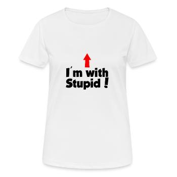 I'm With Stupid Up Arrow Pointing - Women's Breathable T-Shirt - white - Front - AI Model Female 172 dark (172cm)