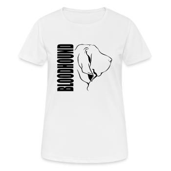 BLOODHOUND Profil Hunde Hund Wilsigns - Frauen T-Shirt atmungsaktiv - Weiß - Vorne - AI Model Female 172 dark (172cm)