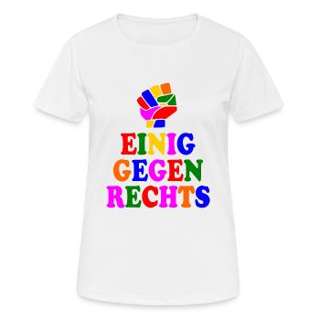 Einig gegen rechts - Frauen T-Shirt atmungsaktiv - Weiß - Vorne - AI Model Female 172 dark (172cm)