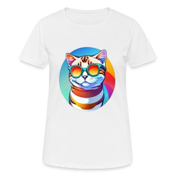 Spectacled cat - Women's Breathable T-Shirt - white - Front - AI Model Female 172 dark (172cm)