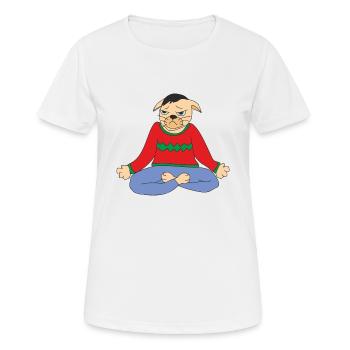 Chat sérieux - T-shirt respirant Femme - blanc - Devant - AI Model Female 172 dark (172cm)