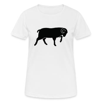 Ein laufender Schafbock - Frauen T-Shirt atmungsaktiv - Weiß - Vorne - AI Model Female 172 dark (172cm)
