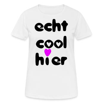 echt cool hier herz schwarz pink - Frauen T-Shirt atmungsaktiv - Weiß - Vorne - AI Model Female 172 dark (172cm)