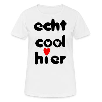 echt cool hier herz schwarz rot - Frauen T-Shirt atmungsaktiv - Weiß - Vorne - AI Model Female 172 dark (172cm)