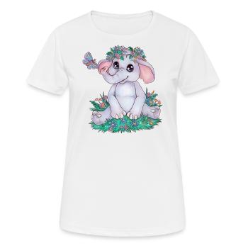 Niedlicher Baby Elefant mit Blumen Frühling Kind - Frauen T-Shirt atmungsaktiv - Weiß - Vorne - AI Model Female 172 dark (172cm)