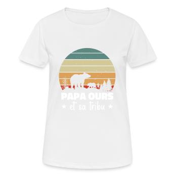 Papa ours et sa tribu, Humour cadeau - T-shirt respirant Femme - blanc - Devant - AI Model Female 172 dark (172cm)
