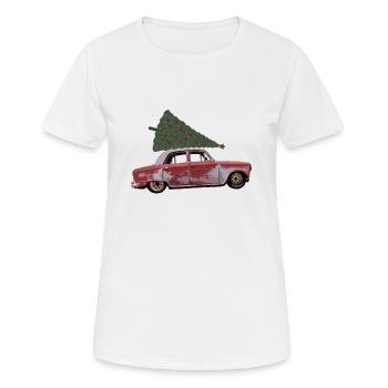 Voiture classique avec sapin - T-shirt respirant Femme - blanc - Devant - AI Model Female 172 dark (172cm)