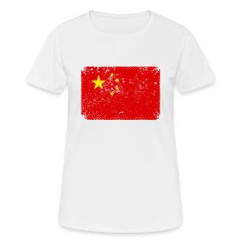 Chine Drapeau Vintage Asiatique Drapeau Chinois - T-shirt respirant Femme - blanc - Devant - AI Model Female 172 dark (172cm)