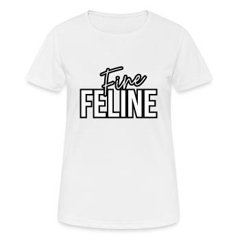 Feline Fine Trendy Cat Quote Design - Women's Breathable T-Shirt - white - Front - AI Model Female 172 dark (172cm)