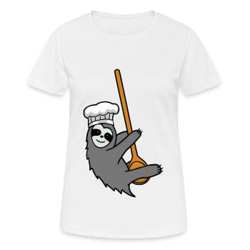 Fleißig Faultier Küche kochen Kochlöffel Hobbykoch - Frauen T-Shirt atmungsaktiv - Weiß - Vorne - AI Model Female 172 dark (172cm)