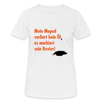 Mon cyclomoteur perd pas d'huile - T-shirt respirant Femme - blanc - Devant - AI Model Female 172 dark (172cm)