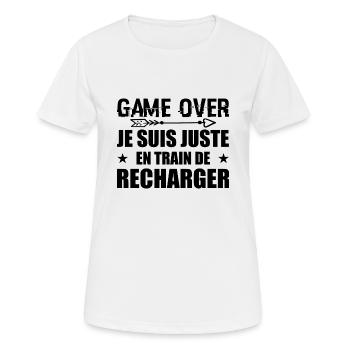 Game Over ? Je Suis Juste En Train De Recharger - T-shirt respirant Femme - blanc - Devant - AI Model Female 172 dark (172cm)