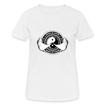 Yin Yang Mantarochen - Frauen T-Shirt atmungsaktiv - Weiß - Vorne - AI Model Female 172 dark (172cm)