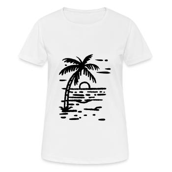 Beach palm tree at sunset - Women's Breathable T-Shirt - white - Front - AI Model Female 172 dark (172cm)