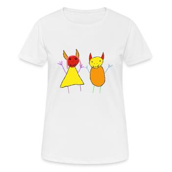 Teufel Paar - Devil Bunt - Monster - Frauen T-Shirt atmungsaktiv - Weiß - Vorne - AI Model Female 172 dark (172cm)
