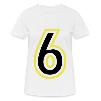 6 Zahl College - Frauen T-Shirt atmungsaktiv - Weiß - Vorne - AI Model Female 172 dark (172cm)