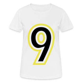 9 Zahl College - Frauen T-Shirt atmungsaktiv - Weiß - Vorne - AI Model Female 172 dark (172cm)