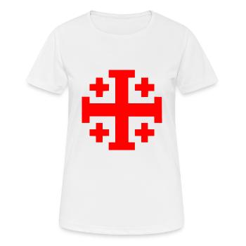 Jerusalem kreuz Jerusalemkreuz - Frauen T-Shirt atmungsaktiv - Weiß - Vorne - AI Model Female 172 dark (172cm)