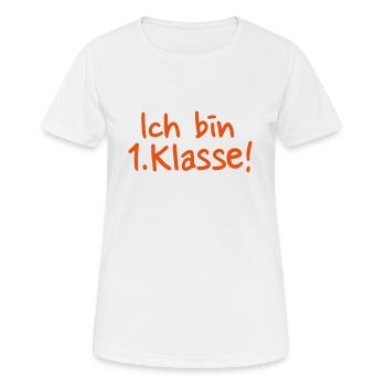 1. Klasse - Frauen T-Shirt atmungsaktiv - Weiß - Vorne - AI Model Female 172 dark (172cm)
