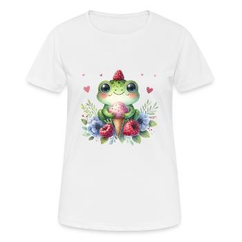 Niedlicher Frosch Aquarell - Frauen T-Shirt atmungsaktiv - Weiß - Vorne - AI Model Female 172 dark (172cm)