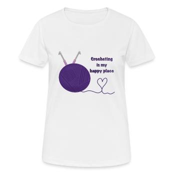 Häkeln ist mein glücklicher Ort - Frauen T-Shirt atmungsaktiv - Weiß - Vorne - AI Model Female 172 dark (172cm)