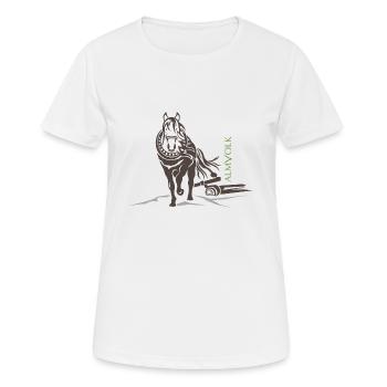 ALMVOLK Haflinger - Frauen T-Shirt atmungsaktiv - Weiß - Vorne - AI Model Female 172 dark (172cm)