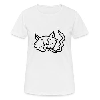 Cat fumeurs - Ligne - T-shirt respirant Femme - blanc - Devant - AI Model Female 172 dark (172cm)