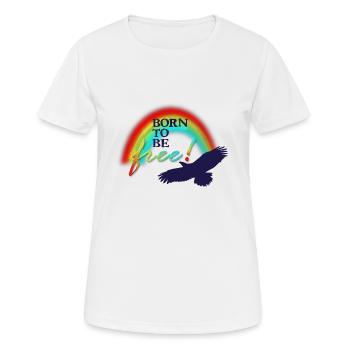 Born to be FREE - Frauen T-Shirt atmungsaktiv - Weiß - Vorne - AI Model Female 172 dark (172cm)