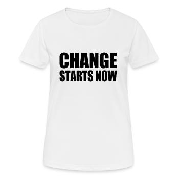 change starts now - Frauen T-Shirt atmungsaktiv - Weiß - Vorne - AI Model Female 172 dark (172cm)
