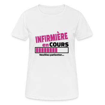infirmière en cours - T-shirt respirant Femme - blanc - Devant - AI Model Female 172 dark (172cm)