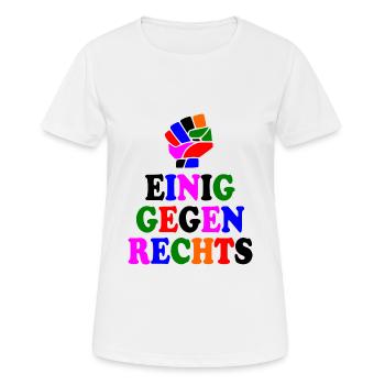Einig gegen rechts - Frauen T-Shirt atmungsaktiv - Weiß - Vorne - AI Model Female 172 dark (172cm)