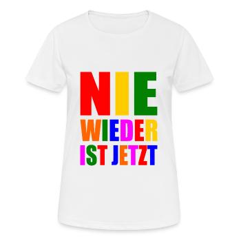 Nie wieder ist jetzt - Frauen T-Shirt atmungsaktiv - Weiß - Vorne - AI Model Female 172 dark (172cm)