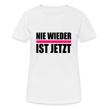 Nie wieder ist jetzt - Frauen T-Shirt atmungsaktiv - Weiß - Vorne - AI Model Female 172 dark (172cm)