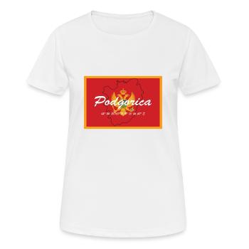 Podgorica - Hauptstadt mit GPS & Flagge - Frauen T-Shirt atmungsaktiv - Weiß - Vorne - AI Model Female 172 dark (172cm)