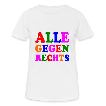 Alle gegen rechts - Frauen T-Shirt atmungsaktiv - Weiß - Vorne - AI Model Female 172 dark (172cm)