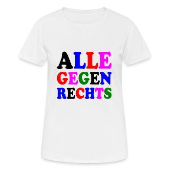 Alle gegen rechts - Frauen T-Shirt atmungsaktiv - Weiß - Vorne - AI Model Female 172 dark (172cm)