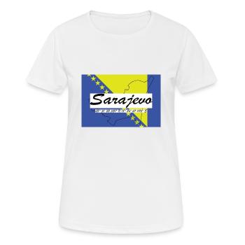 Sarajevo - Hauptstadt mit GPS & Flagge - Frauen T-Shirt atmungsaktiv - Weiß - Vorne - AI Model Female 172 dark (172cm)