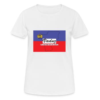 Vaduz - Hauptstadt mit GPS & Flagge - Frauen T-Shirt atmungsaktiv - Weiß - Vorne - AI Model Female 172 dark (172cm)