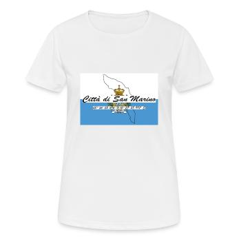 Citta di San Marino - Hauptstadt mit GPS & Flagge - Frauen T-Shirt atmungsaktiv - Weiß - Vorne - AI Model Female 172 dark (172cm)
