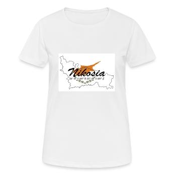 Nikosia - Hauptstadt mit GPS & Flagge - Frauen T-Shirt atmungsaktiv - Weiß - Vorne - AI Model Female 172 dark (172cm)