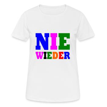 Nie wieder - Frauen T-Shirt atmungsaktiv - Weiß - Vorne - AI Model Female 172 dark (172cm)