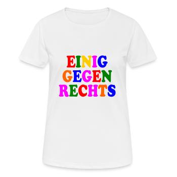 Einig gegen rechts - Frauen T-Shirt atmungsaktiv - Weiß - Vorne - AI Model Female 172 dark (172cm)