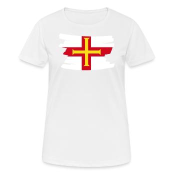 Guernsey National Flag - brush horizontal - Frauen T-Shirt atmungsaktiv - Weiß - Vorne - AI Model Female 172 dark (172cm)