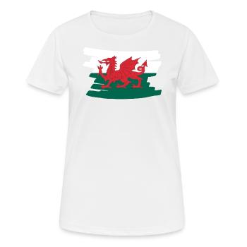 Wales National Flag - brush horizontal - Frauen T-Shirt atmungsaktiv - Weiß - Vorne - AI Model Female 172 dark (172cm)